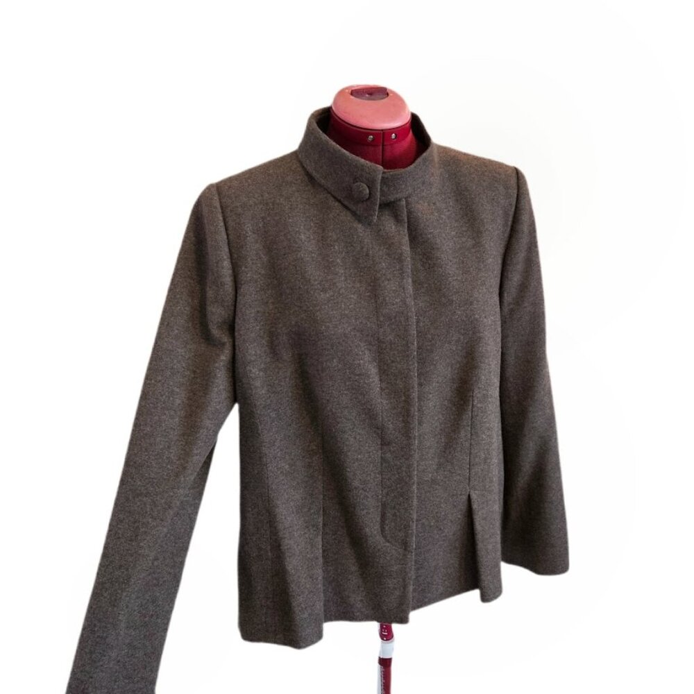 Algo 100% Cashmere Asymmetric Collar Button Front… - image 1